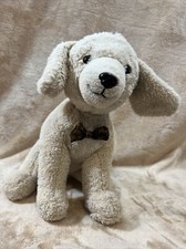 FAO SCHWARZ STUFFED PLUSH LIGHT BROWN 12" LABRADOR PUPPY TOY WITH BROWN BOW TIE
