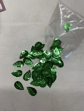 Vintage Green Leaf Metallic sequins - 60 PCs