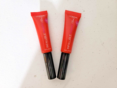 L'Oreal Paris Infallible Lip Paints 322 Orange Envy 0.27 Oz Set Of 2 New
