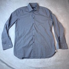 JOHN VARVATOS Men's 16 1/2 Slim Fit Long Sleeve Button Dress Shirt Small Plaid