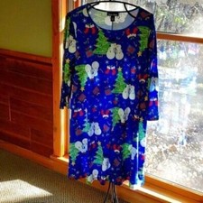 Dress Works Holiday Graphics Colorful Classy Sz. XL Long Sleeve Dress