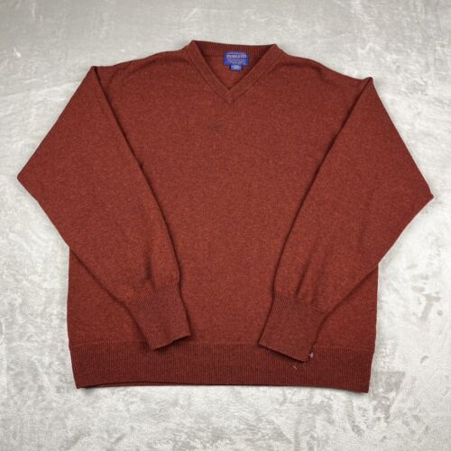 Pendleton V Neck Lambswool Sweater Mens XL Pullov… - image 1