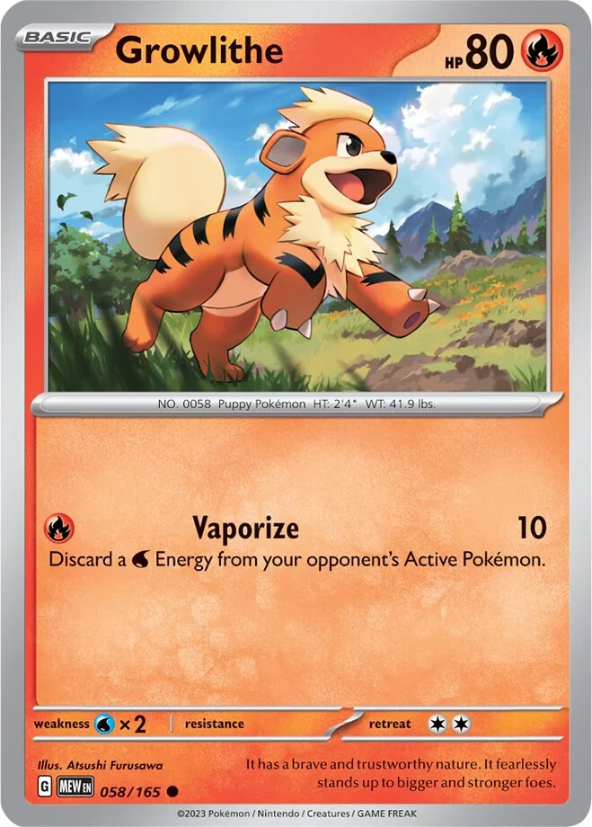 Growlithe 058/165 MEWen English 151 Pokemon Card NM
