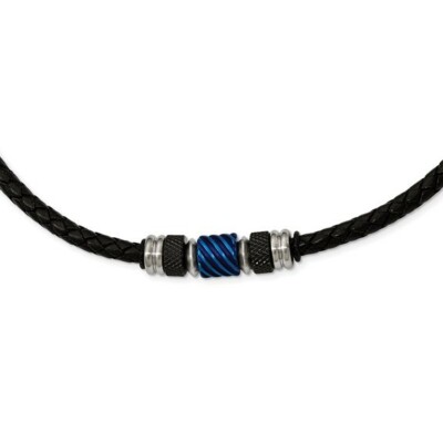 BRAND NEW* Chisel Stainless Steel IP-plated Black Rubber Necklace