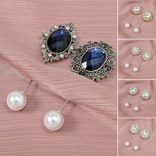 2pcs Women Hijab Pearl Pins Scarf Safety Clip Pins Muslim Headscarf Pins Brooch - Picture 2 of 40