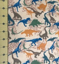 Dinosaurs On Brown Flannel Fabric Sold By The Yard 2002