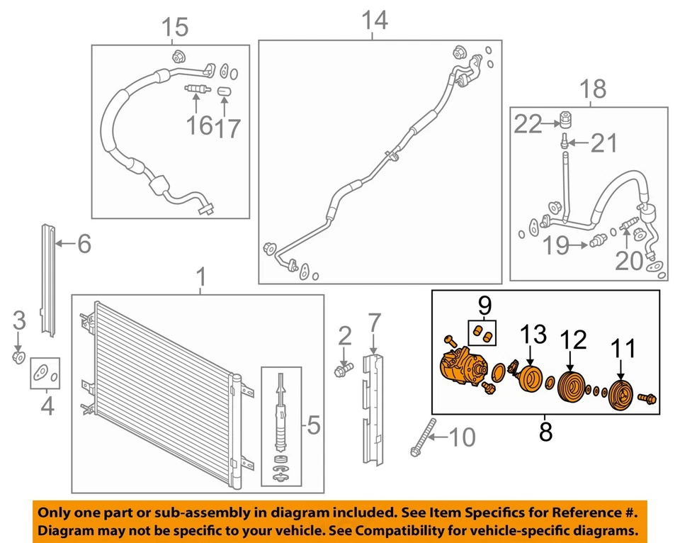 Used A/C Compressor fits: 2013 Ford F250SD PICKUP gasoline engine Grade C Foto 3 de 4