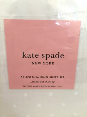 KATE SPADE Cal King 4pc Flat Fitted Sheet Set Pillowcases