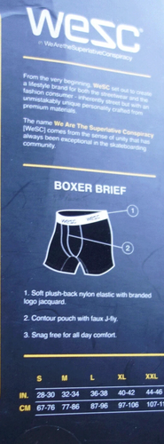 3 Pack WESC Men LARGE 36"-38" STRETCH Performance SOFT Boxer Briefs POUCH $59 - Picture 4 of 4