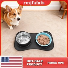 Slow Feeder Dog Bowl Set with Water Bowl,Dog Food  Water Bowl Set 3 in 1 Black