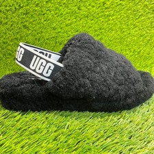 UGG Fluff Yeah Womens Size 8 Black Casual Comfort Platform Slide Slippers Shoes