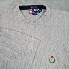 Vtg Chaps Ralph Lauren Pullover Sweater Mens XL Cream Hand Framed Knit