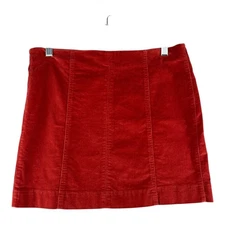 Jolt Burnt Orange Corduroy A Line Mini Skirt Size 11/30W Zip Stretch Fall Boho