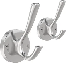 Brushed Nickel Wall Hooks Towel Hooks, 2 Pack Coat Robe Hook Heavy Duty Bathroom