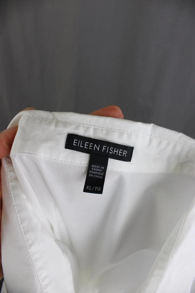 Eileen Fisher Women's White Organic Cotton Blend Button Down Shirt Dress XL - Image 3 of 3