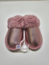 New Cat And Jack Toddlers Pink Metallic Faux Leather Slippers Size S 5/6