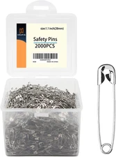 2000 Pieces - Silver Safety Pins, 1.1 Inch 28Mm, Extra Strong, Multi-Purpose