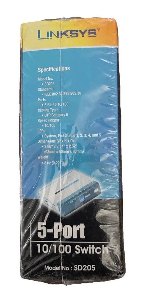CISCO Linksys SD205 5-Port 10/100 Network Switch w/ Power Supply. New & Sealed - Image 4 of 4