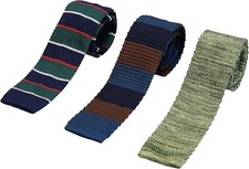 Knit Ties for Men - 2.35 Inch Skinny, Flat-end Sock Ties, Wrinkle Proof, Mach...