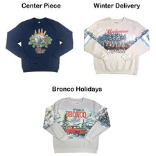 Licensed Mens Holiday Crew Fleece, Cotton/Poly Blend Crewneck Pullover