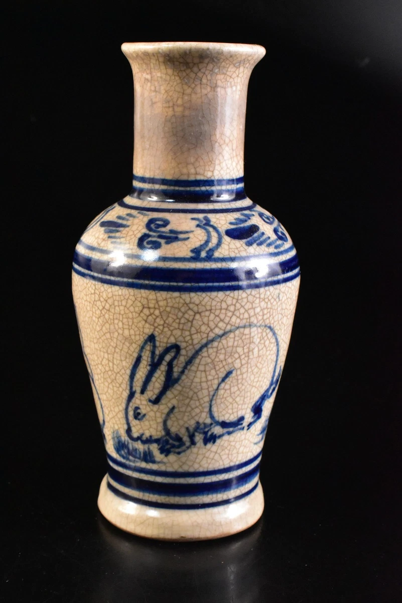 蓝色日本古董花瓶| eBay