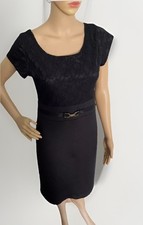 ASOS Womens Short Sleeve Stretch Knee Length Pencil Dress UK Size 10 Black Exc