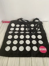 Victoria's Secret PINK Reusable Shopper / Tote Bag Black White Polka Dot