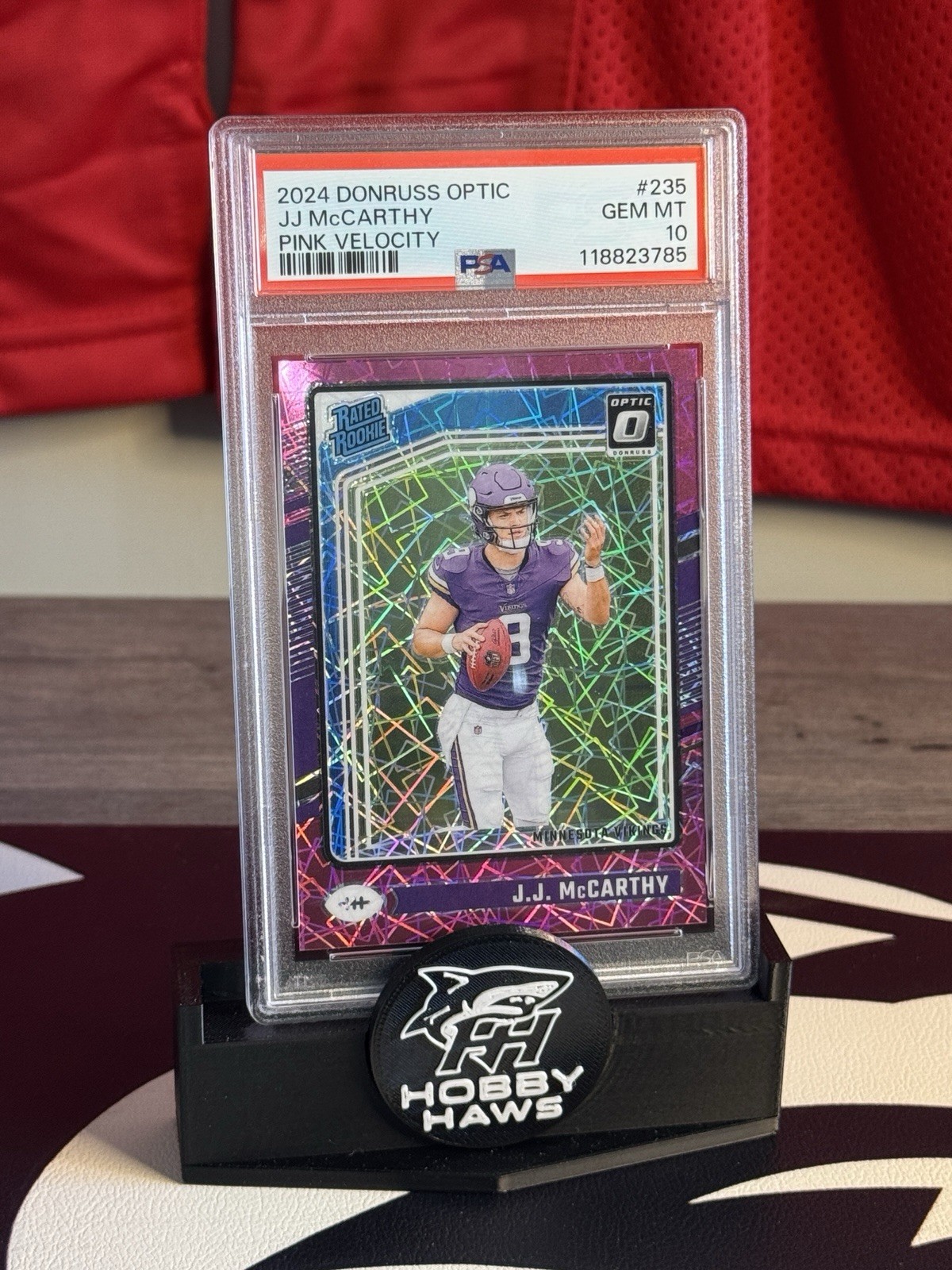 2024 Donruss Optic Rated Rookie JJ McCarthy #235 Pink Velocity /80 GEM MT 10