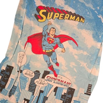 Vintage 1978 Sears Superman Flat Sheet Perma-prest 72'' X 98'' Skyline Graphic DC
