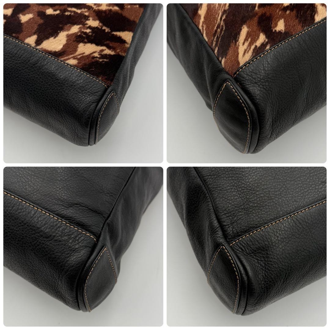 GUCCI Vintage GG Interlocking Leather Tote Bag Leopard Brown Excellent thumbnail 8