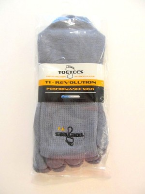 T1 PERFORMANCE Socks COOLMAX Crew Gray Wicking Soft Lightweight 5 toes toe socks