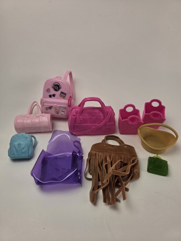 Barbie Doll Accessories Lot Bags Handbags Backpack Purse 10 Pieces Multicolor