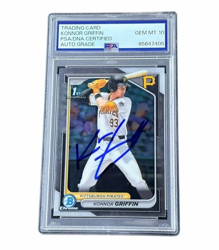 Konnor Griffin Signed Card 1st Bowman Chrome Auto Pittsburg Pirates PSA 10