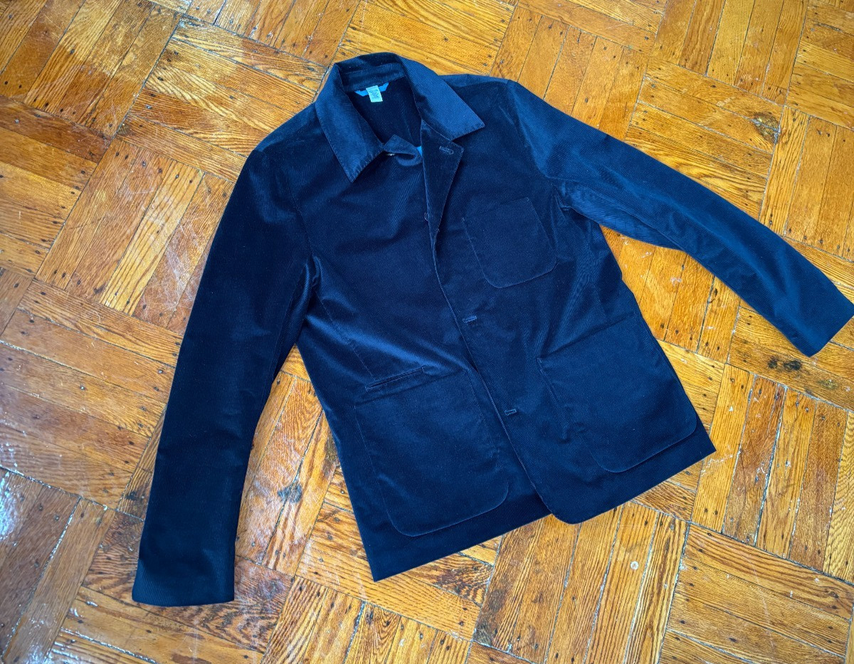 PAUL SMITH Navy Spread Collar Corduroy Jacket Size Large - second product detail image