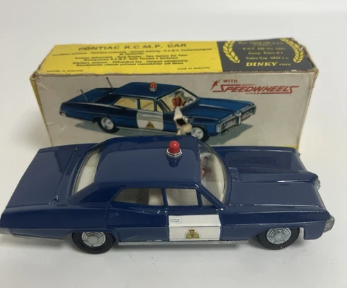 Vintage Dinky Toys 252 Pontiac R.C.M.P Car Speedwheels Blue In Original Box