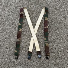 Vintage LL BEAN Elastic Long Green Camo Suspenders Adjustable Clip-on