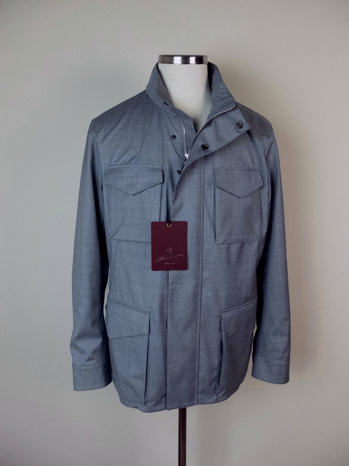 (NO CUSTOMS TAX) MONTECORE Italy gray hooded wool jacket Size XXL authentic