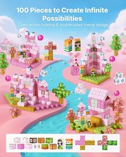 Magnetic Blocks, 100 PCS Princess Castle Set, Magnetic Building Cubes