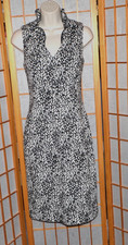 NEW Calvin Klein $100 Black&Ivory Ruffle Neck Knit Sheath Dress Sz. 8