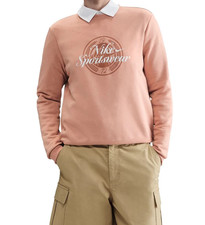 Nike Women's Rosegold/Sail Club Fleece Graphic Crew Sweatshirt HV2342-688 S