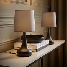 Pair Of Teardrop Touch Table Lamps Bedside Reading Lights Living Room Lamp Shade