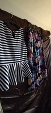 Women's Striped Sleeveless Top & Floral Wide leg Pants Set Size M - L   both pcs