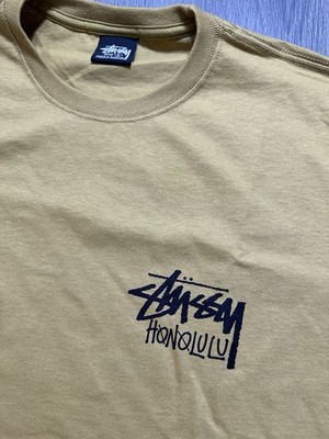 新品 正規品　L　STUSSY ベージュ Tシャツ HONOLULU Stussy Honolulu Chapter Men's Large Curry/Yellow T Shirt Rare