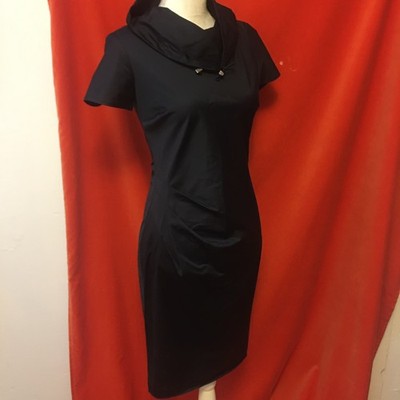 Max Mara funnel neck ruched dress black cotton size 2 or 36