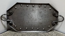 Antique Rustic Primitive Wrought Iron Tray with Rivets and Handles **RARE**