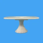 Vintage Milk Glass Pedestal Cake Stand Diamond Pattern Plate Dessert Stand
