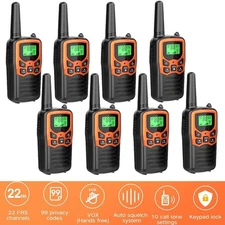 8 PACK Long Range 100 mile Walkie Talkie Two Way Radio Charge Headset Waterproof