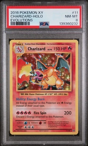 2016 POKEMON XY EVOLUTIONS #11 CHARIZARD-HOLO PSA 8