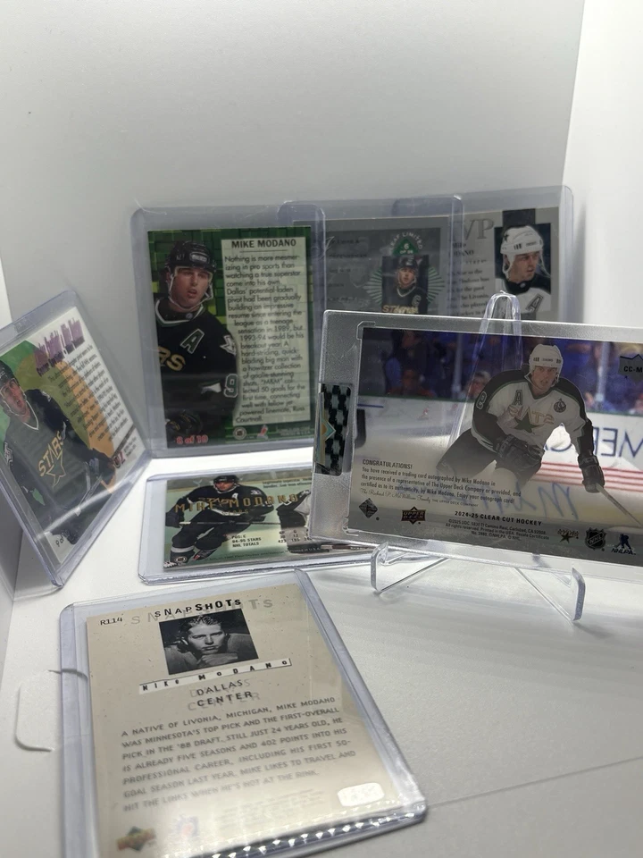 Mike Modano UD Clear Cut Autograph + Dallas Stars Insert Lot – 9 Cards Total - Image 4 of 4