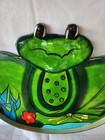 Paper Mache Folk Art Green Frog Tray Signed Vintage — photo 2